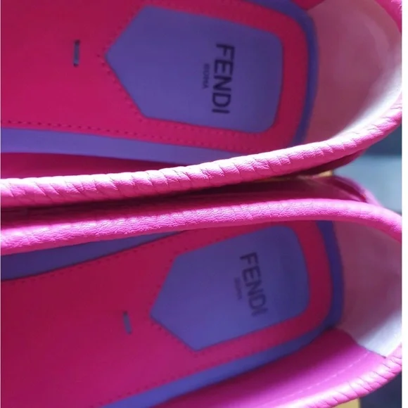 Fendi FF Logo Women's Pink Loafers - Picture 4 of 10